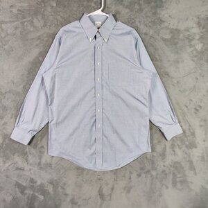 Brooks Brothers Dress Shirt Adult 16.5 33 L Blue Button Up Slim Fit Solid Men
